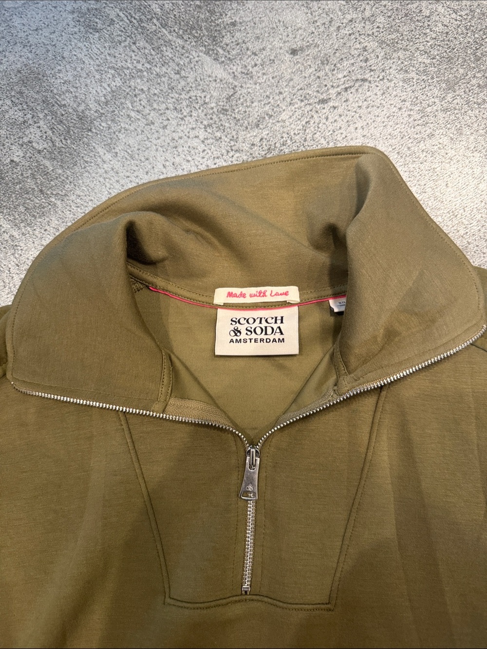 Scotch & Soda Olive Green Quarter-Zip Shirt Jacket